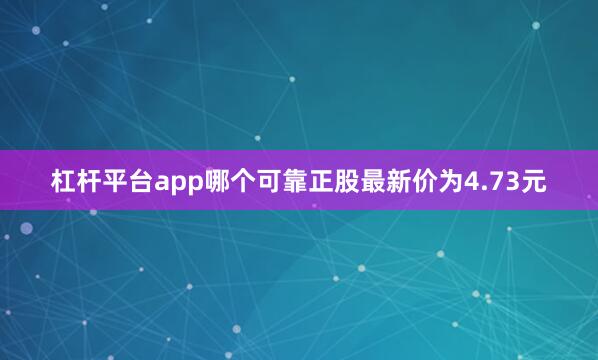 杠杆平台app哪个可靠正股最新价为4.73元
